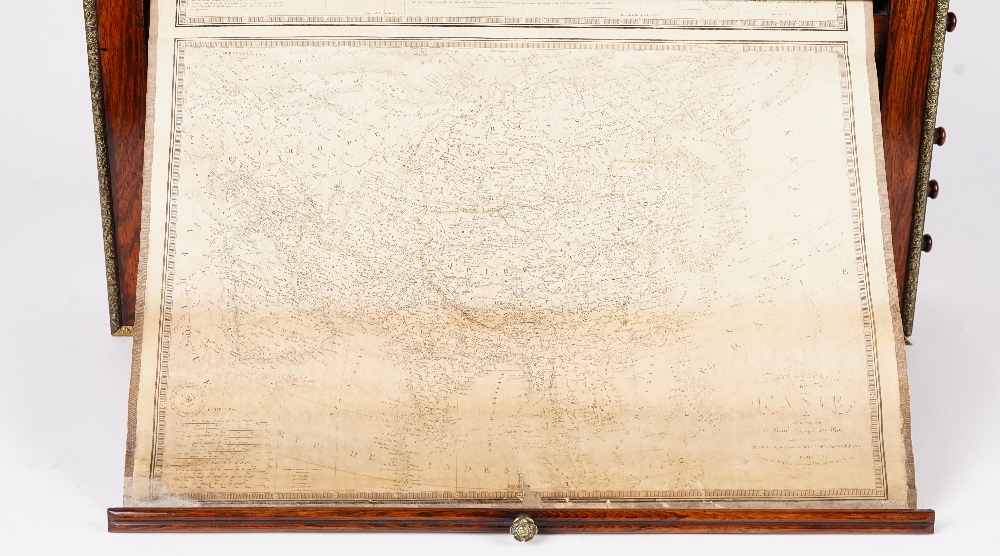 A French rosewood and brass-inlaid wall atlas compendium - Image 3 of 6