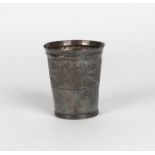 A European beaker, of tapered cylindrical form, decorated with a bold floral and foliate band