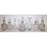 A quantity of 19th century and later mixed glass including, decanters and stoppers