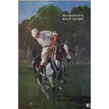 An advertising poster for Buchanan's Black & White Scotch Whisky, featuring a polo player