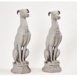 A pair of grey-painted cast-iron whippets