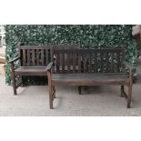 ‘Scancraft’; A pair of modern hardwood garden benches (2)