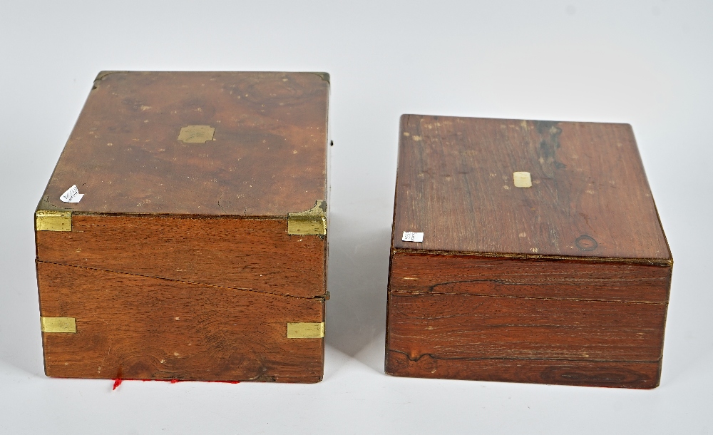 A 19th century rosewood rectangular lift top box, 31cm wide; 12cm high, together with a brass... - Image 4 of 5