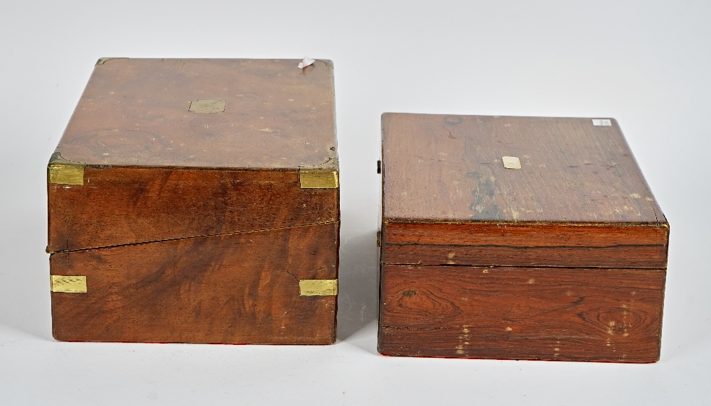 A 19th century rosewood rectangular lift top box, 31cm wide; 12cm high, together with a brass... - Image 3 of 5