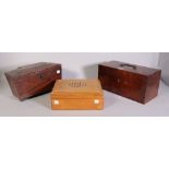 A late 19th walnut rectangular tea caddy, 30cm wide; 15cm high