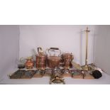 Metalware and collectables including, a group of brass teapots