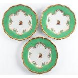 Three Flight, Barr & Barr, Worcester crested plates, circa 1825, each painted with the head of...