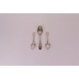 A group of silver spoons, comprising;