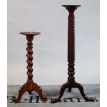 A 19th century mahogany barley-twist jardiniere stand, 24cm wide; 120cm high