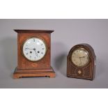 An Edwardian rosewood eight day mantel clock, 20cm wide; 24cm high