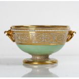 A Barr, Flight & Barr, Worcester, two-handled circular green-ground sauce tureen, circa 1805...