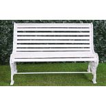 Possibly Falkirk Foundry; a 19th century and later white painted cast-iron garden bench