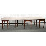 A George III mahogany D-end extending dining table on tapering square supports, 121cm wide x...