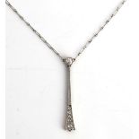 A diamond set pendant necklace fitting, the pendant top mounted with a cushion shaped diamond...