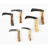 Six bone handled pocket knives (6)