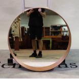 A modern hardwood framed circular wall mirror, 80cm diameter