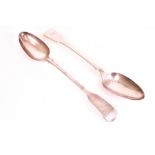 A pair of silver fiddle pattern stuffing spoons, each crest engraved, London 1834, combined...