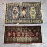 Two Pakistan rugs, one with three medallions, 144cm x 93cm,