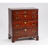 A mid-18th century oak chest of four long graduated drawers, on bracket feet, 89cm wide x...