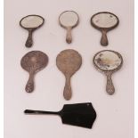 Silver mounted dressing table wares, (5),