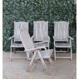 ‘FIRMAN’ A set of four modern teak folding garden open armchairs. 58cm wide; 88cm high (4)