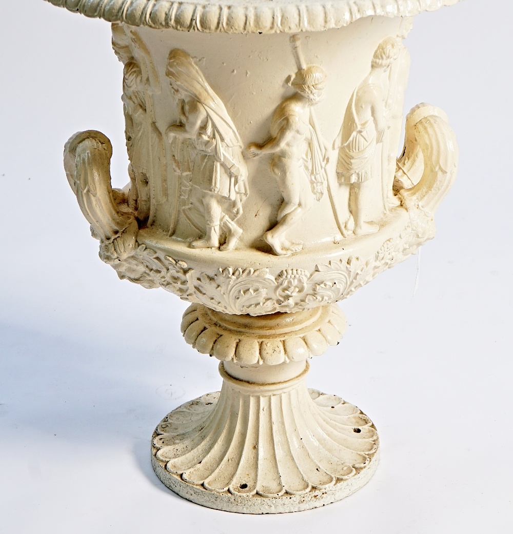 A white painted cast-iron urn - Image 4 of 4