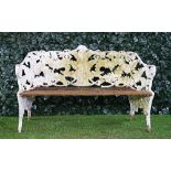 After Coalbrookdale, a white painted cast iron Fern & Berry pattern garden bench, 150cm wide x...