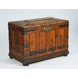 A Victorian brass bound oak silver chest with fielded panel decoration, 101cm wide x 76cm high.