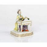 A Meissen figure of Hearing from a set of the Senses, 20th century, modelled as a young woman...