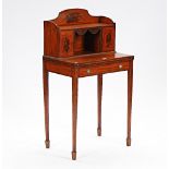 A George III style polychrome painted satinwood lady's writing desk with fitted superstructure...