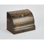 Tomlin & Gale Makers, London, a brass inlaid coromandel dome front stationery box with fitted...