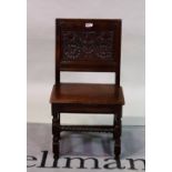 A Charles II and later oak square back chair