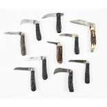 Ten bone handled pocket knives (10)