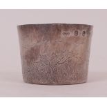 A Britannia Standard silver bowl of circular form, engraved with game birds in a landscape...