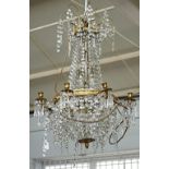 A Regency style gilt-metal and cut glass eight-light chandelier