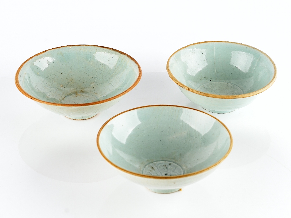 A group of three Chinese qingbai bowls