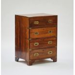 A small brass bound mahogany Campaign style chest