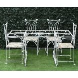 A white painted metal rectangular garden table