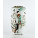 A Chinese famille-verte `rouleau' vase