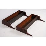 A pair of Regency design brass mounted rosewood open wall shelves