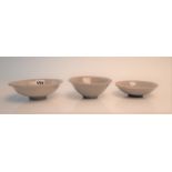 Three Chinese stoneware monochrome glazed bowls