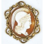 A mid-19th century carved shell cameo brooch