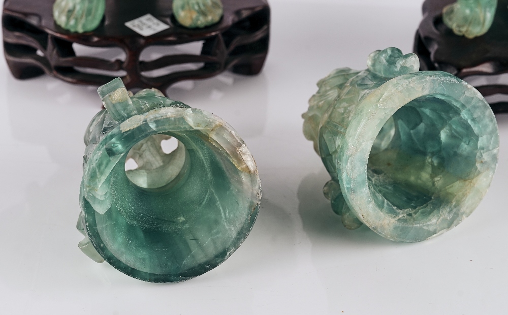 A pair of Chinese green fluorite censers - Image 5 of 5