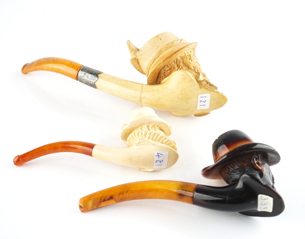 THREE FIGURAL MEERSCHAUM PIPES (3) - Image 5 of 6