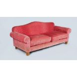 LINLEY; a large arched-back pink chenille upholstered ‘Andrea’ sofa