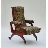 A Victorian mahogany open arm angle adjustable easy armchair