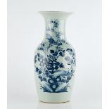 A Chinese blue and white celadon- ground baluster vase