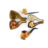 FOUR FIGURAL MEERSCHAUM PIPES/CHEROOT HOLDERS (4)