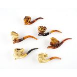 SIX FIGURAL MEERSCHAUM PIPES (6)