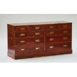 A Campaign style brass bound yewwood chest